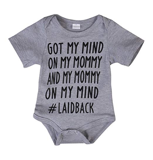 Newborn Baby GOT My Mind ON My Mommy Funny Bodysuits Rompers Outfits Blue