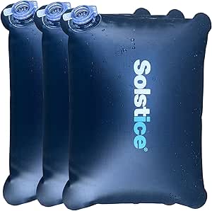 SOLSTICE Leakproof Large Capacity Reusable Ice Bags (3-Pack) for Cooler Cold Plunge Tubs Lunch Box | 4.5L / 8.6 Lbs. of Frozen Ice Per Bag | Add Water & Freeze | Heavy Duty 14G Material W/Water Valve