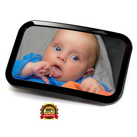PINOPRIDE Baby Mirror - Baby Car Mirror - Rear View Car Back Seat Mirror - Rear Facing Car Seat Baby Mirror - Large Clear Most Stable Safety Backseat Shatterproof Glass - Safe Secure Fully Assembled
