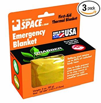 Grabber Outdoors The Original Space Brand Emergency Survival Blanket- Gold/Silver (Pack of 3)