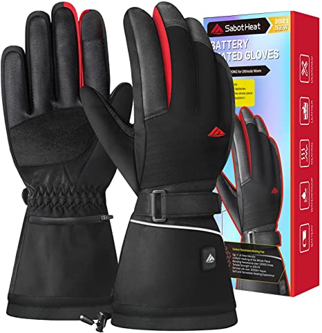 SabotHeat 2021 Upgrade Heated Gloves - Rechargeable 3000mAh Electric Heating Gloves, 4 Temperature Settings Heated Gloves for Men Women, Washable Winter Gloves for Skiing Motorcycling Hiking