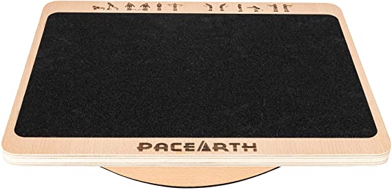 PACEARTH Professional Wooden Balance Board for Balance Training, Rocker Board for Under Desk, Anti Slip Roller, Core Strength, Stability, Wood Standing Desk Accessory, Office Wobble Boards