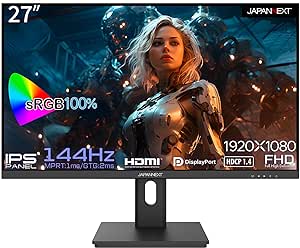 【Amazon.co.jp限定】JAPANNEXT 27インチ FHD IPSパネル搭載144Hz対応ゲーミングモニター JN-IPS27F144-H-Y 昇降式スタンド