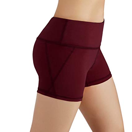 ODODOS by Power Flex Yoga Shorts for Women Tummy Control Workout Running Shorts Pants Yoga Shorts with Hidden Pocket