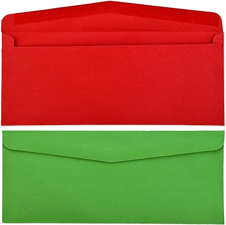 100 Pieces #10 Christmas Valentine's Day Envelopes Self Adhesive Mailing Business Envelopes Gummed Seal Xmas Letter Envelopes for Holiday Invitation (Red and Kraft) (Red and Green)