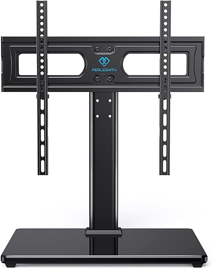 PERLESMITH Universal TV Stand Table Top TV Base for 32 to 60 inch LCD LED OLED 4K Flat Screen TVs-Height Adjustable TV Mount Stand with Tempered Glass Base, VESA 400x400mm,Holds up to 88lbs PSTVS15