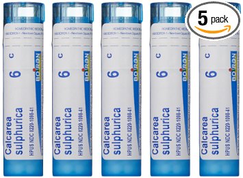 Boiron Homeopathic Medicine Calcarea Sulphurica 6C Pellets 80-Count Tubes Pack of 5