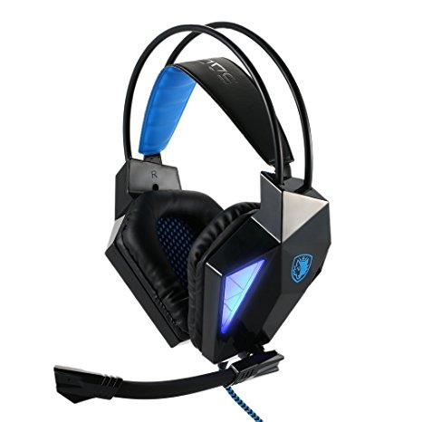 SADES® SA710 7.1 Surround Sound Stereo Pro PC USB Gaming Headsets USB Professional Over Ear Stereo Gaming Headset with LED Noise Cancellation & Wonderful Sound Effect Music Earphones for Desktop Notebook Laptop(Black)