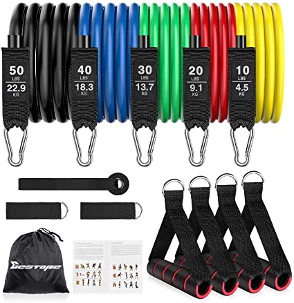 Resistance Bands Set BESTOPE Exercise Bands Fitness Bands for Workout with 4 Handles, Strength Training Muscle Building, Home Workout for Men and Women