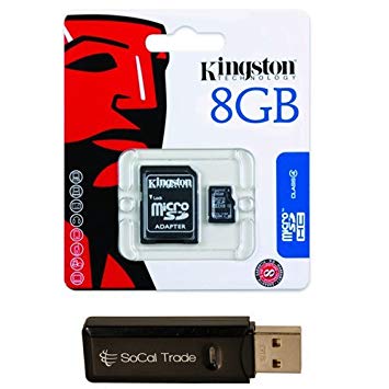 SoCal Trade® Products - Kingston 8 GB 8gb (8 Gigabyte) Class 4 MicroSDHC / MicroSD HC Memory Card SDC4/8GB for Motorola Cell phone / Tablet Compatible : A1260, A1680, Admiral XT603, ATRIX, ATRIX 2, ATRIX 4G, BACKFLIP, BRAVO MB520, CHARM, CITRUS WX445, Cliq 2, DEFY, Defy Mini XT320, DEFY XT535, DEFY , DROID 2, DROID 2 Global, DROID 3, DROID 4 XT894, DROID BIONIC XT865, DROID BIONIC XT875, DROID PRO XT610, DROID RAZR MAXX, DROID RAZR XT912, DROID X, DROID X ME811, DROID X2, ES400, EX112, EX115,