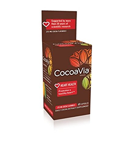 CocoaVia Daily Cocoa Extract Supplement 375mg, 60 Capsules (2 Pack)
