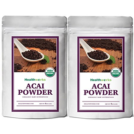 Healthworks Acai Berry Powder Freeze-Dried Raw Organic, 8 Ounce(2 4oz Pack)
