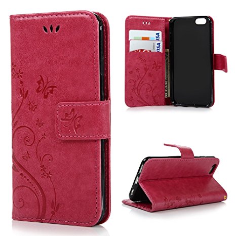 iPhone 6/iPhone 6s(4.7") Case -MOLLYCOOCLE [Natural Luxury Hot Pink] Stand Wallet Purse Credit Card ID Holders Magnetic Flip Folio TPU Soft Bumper PU Leather Ultra Slim Fit Cover for iPhone 6/6s