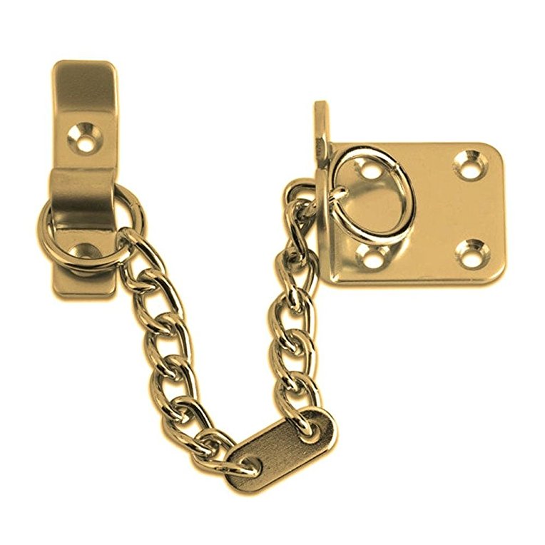 Door Chain, Front Door Limiter, External Door Restrictor, High Quality and Strong Front Door Security Chain, Suitable for Any Door Type or Size Due to the Unique Narrow Design, Secure & Reliable Door Chain For Safer Caller Identification (Brass)