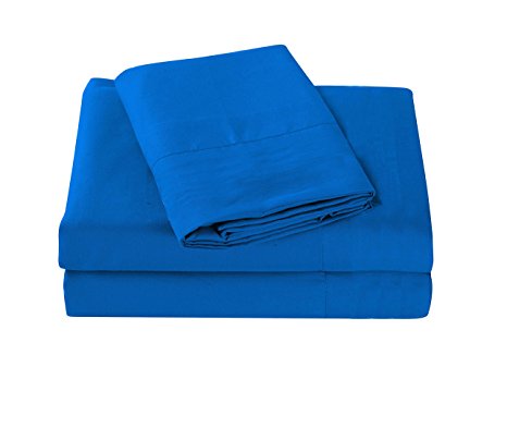 All American Collection New 3 Piece Cozy and Soft Microfiber Solid Sheet Set (Twin Size, Royal Blue)