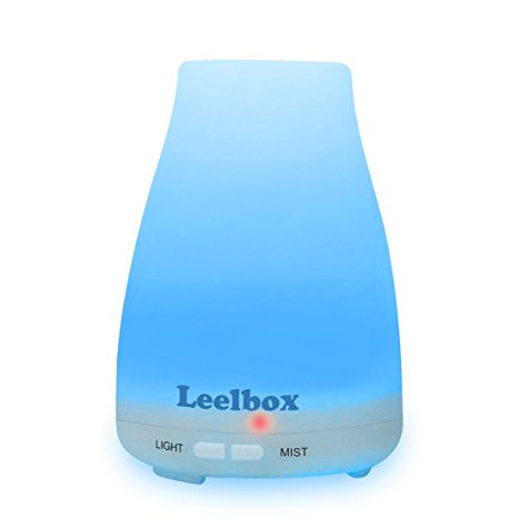 Leelbox Essential Oil Diffuser Aromatherapy Humidifier Aroma Air Purifier 100ML Cool Mist Auto Shut-down 7 Colors Light Whisper Quiet for Bedroom/Kitchen/Desk/Home