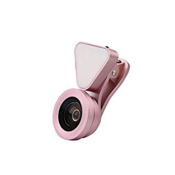 Zoeson 3 in 1 Flash light Plus 15 X Macro Lens Plus 0.4-0.6 x Super Wide Angle Lens, Clip on Cell Phone Lens Camera Lens Kits for Iphone 6s, 6, 5s, Galaxy & Most Smartphones (Rose gold)