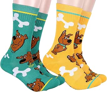 Scooby Doo Men's Socks Scrappy And Scooby 2 Pack Athletic Adult Crew Socks