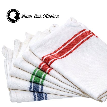 Kitchen Dish Towels with Vintage Design for Kitchen Decor Super Absorbent 100 Natural Cotton Kitchen Towels Size 255 x 155 inches White with Red Green and Blue 6-Pack