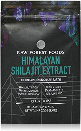 RAW Forest Foods - Authentic Himalayan Shilajit Extract Powder (65 Gram) - High in Premium Fulvic Acid and Trace Minerals to Support Immune System and Adaptogen Benefits - Vegan