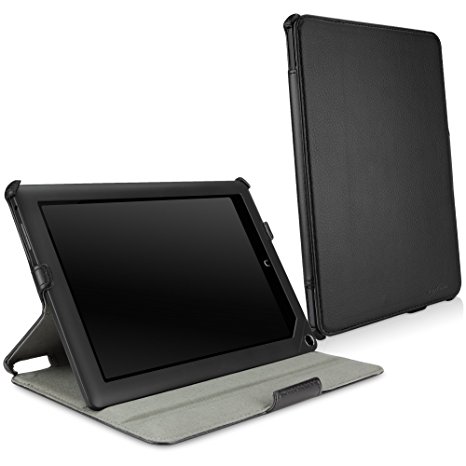 Barnes & Noble NOOK HD  Case, BoxWave [Nero Leather Book Jacket] Real Leather Portfolio Cover w/ Multiple Angles for Barnes & Noble NOOK HD