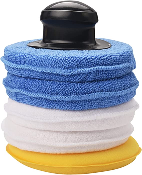 Carkio Microfiber Applicator Pads Car Wax Applicator Pads Pack of 5 Microfiber Sponge Applicators with Grip Handle