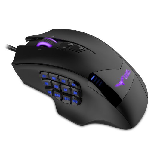 HAVIT HV-MS735 19 Programmable Buttons 12000 DPI LED High-Precision Programmable Optical MMO Gaming Mouse (Black)