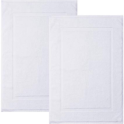 Alibi Towel Bath Mats | 2 Pack | Hotel & Spa Shower Step Out Floor Towels [NOT a Bathroom Rug] - White 20 X 30