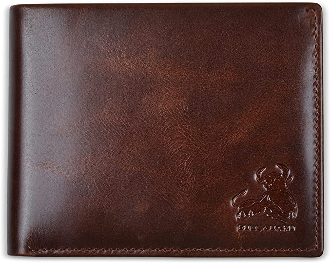 Bull Guard RFID Blocking Bifold Wallet for Men with Coin Pocket Forest Brown