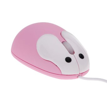 BestFire Personalized Rabbit Unique Design Portable Usb 1200 dpi Wired Small Optical Mouse for Computer Desktop Laptop Tablet Designed Specifically for Women Girls (Pink)