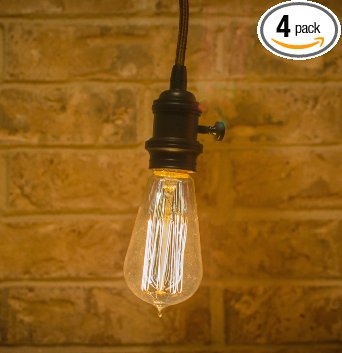 Edison Light Bulb 4 Pack Vintage Glass 230 Lumens (ST58) - 1 Year 100% Satisfaction Guarantee E26 Medium Base