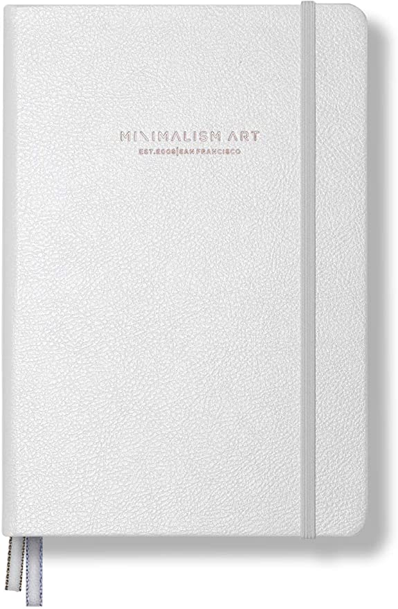 Minimalism Art, Premium Edition Notebook Journal, Classic 5 x 8.3 inches, Wide Ruled 7mm, Hard Cover, 124 Numbered Pages, Gusseted Pocket, Ribbon Bookmark, Ink-Proof Paper 120gsm (White)