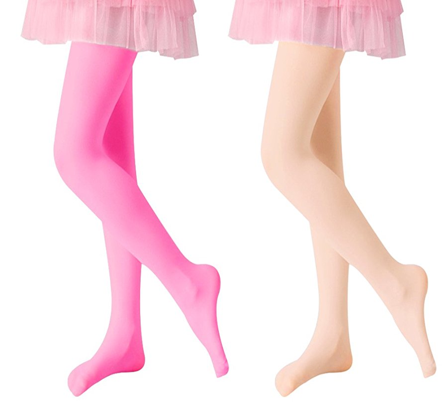 Loritta 2 Pack Girls' Microfiber Dance Basic Footed Tight Pantyhose