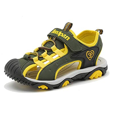 SENFI Boys Sport Sandal Summer Breathable Closed-Toe Strap Walking Shoes