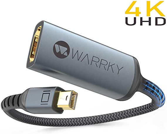 4K Mini DisplayPort to HDMI Adapter, WARRKY [Gold-Plated, Slim Aluminum Shell] Mini DP/Thunderbolt to HDMI Converter, for Apple MacBook air/pro, iMac/Mac Mini, Surface Pro/Dock, Dell, Thinkpad &More