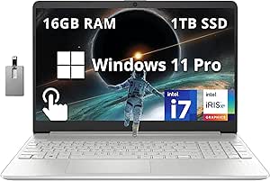 HP 15.6" FHD Touchscreen Business Laptop, Intel i7-1255U, 16GB RAM, 1TB PCIe SSD, Intel Iris Xe Graphics, Num Pad, Webcam, Windows 11 Pro, Natural Silver, 32GB Hotface USB Card