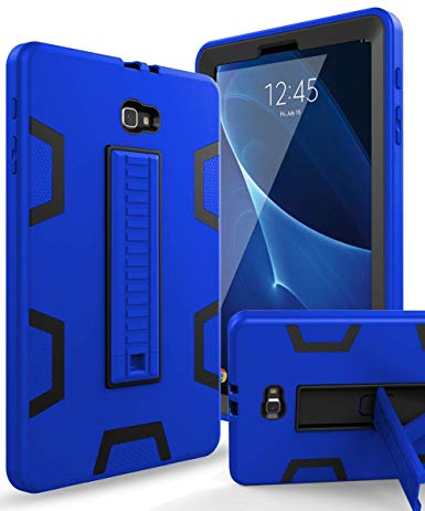 Samsung Galaxy Tab A 10.1 Case,XIQI Three Layer Hybrid Rugged Heavy Duty Shockproof Anti-Slip Case Full Body Protection Cover for Tab A 10 inch(SM-T580),Blue Black