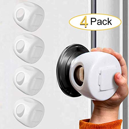 Door Knob Safety Covers Child Proof Door Knob Locks, for Baby, Toddler and Kids(4 Pack)