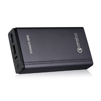 [Qualcomm Certified Quick Charge 3.0] [Fast and Portable] Poweradd 10050mAh Power Bank Portable Charger with Dual USB Output for iPhone, Samsung, BLU, HTC, iPad and more