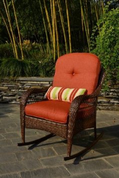 Better Homes and Gardens Azalea Ridge Porch Deck and Patio Rocking Chair All Weather Outdoor Wicker Rocker Furniture 37h Seat Depth 1975