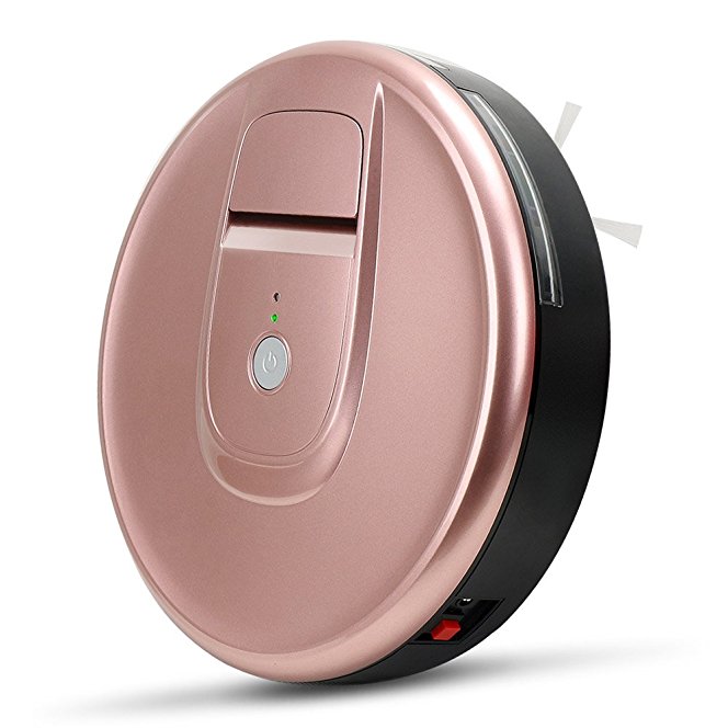 Robot Vacuum Cleaner Sweeper Cleaning Automatic Floor Compact Carpet Smart Brush Robotic Intelligent Cliff Sensor,Rose Gold