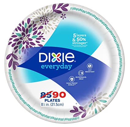 Dixie Everyday Paper Lunch Plates, 8 1/2", 90 Ct