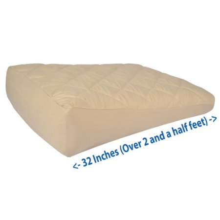 Inflatable Bed Wedge Acid Reflux Wedge Small-Size With Soft Peach Skin Custom Fitted Cover 32"L,30"W,8"H Weighs 2.2 Pounds