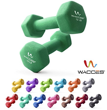 Wacces Neoprene Dipped Coated Set of 2 Dumbbells Hand Weights Sets Non Slip Grip