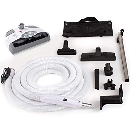 GV Central Vacuum kit with Power Head 35 foot hose and tools designed to fit Beam Electrolux Nutone Hayden fits all brands white head