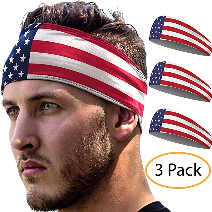 Sports Headbands: UNISEX Design With Inner Grip Strip to Keep Headband Securely in Place | Fits ALL HEAD SIZES | Sweat Wicking Fabric to Keep your Head Dry & Cool. Fits Under Helmets too