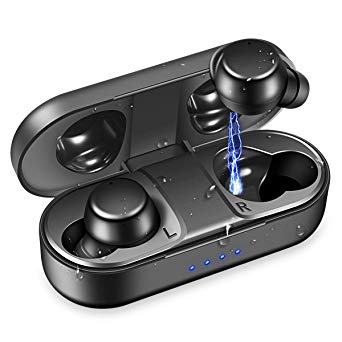 Wireless Earbuds, Bluetooth 5.0 Earbuds 【True Wireless Stereo】 Headphones IPX7 Waterproof in-Ear Wireless Charging Case Built-in Mic Headset Premium Sound with Deep Bass for Running Sport