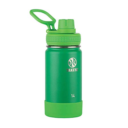 Takeya 51128 Actives Kids Insulated Water Bottle, 14 Ounce, Veggie