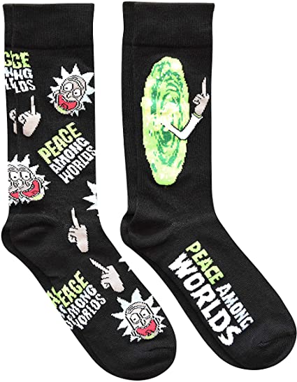 Rick and Morty Peace Among Worlds Men's Crew Socks 2 Pair Pack