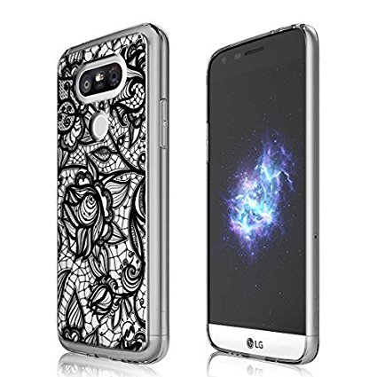 LG G5 case,Maxace Scratch Resistant Ultra Slim Thin Flexible Soft TPU Bumper Rubber Protective Case Cover for LG G5 (Floral Black )